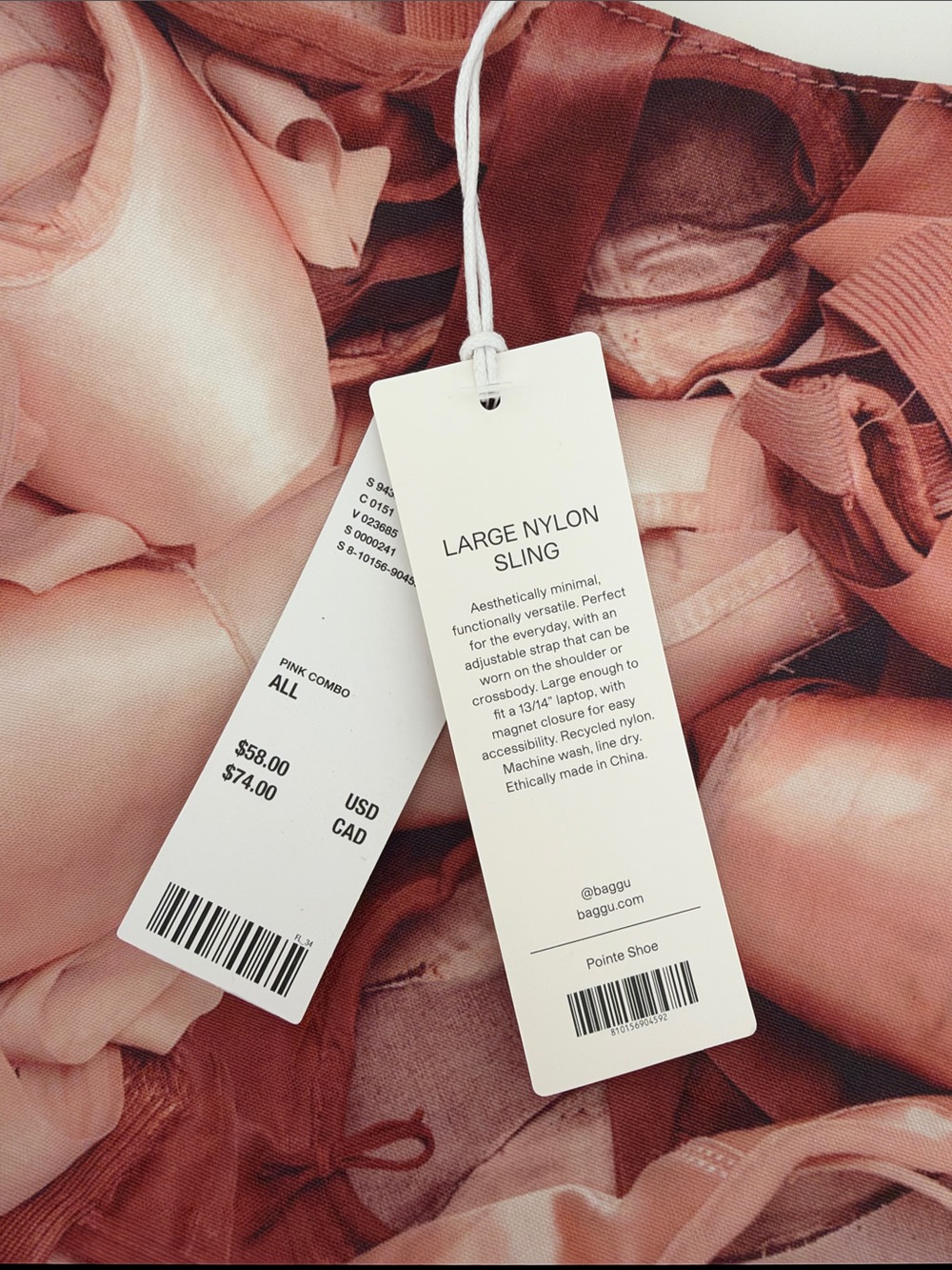 NWT Baggu Large Nylon Sling Pointe Shoe - Picture 3 of 4